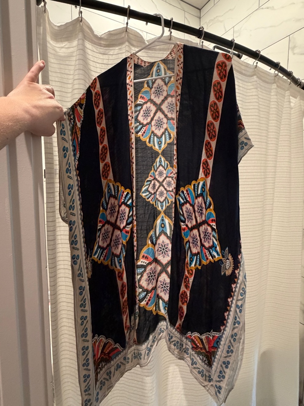 Boho Floral Pattern Kimono - Black Multi